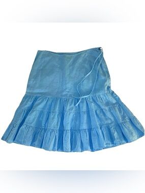 Womens SZ Med/Lg Linen Blend Tiered Knee Length Colorful Peasant Girlie Skirt